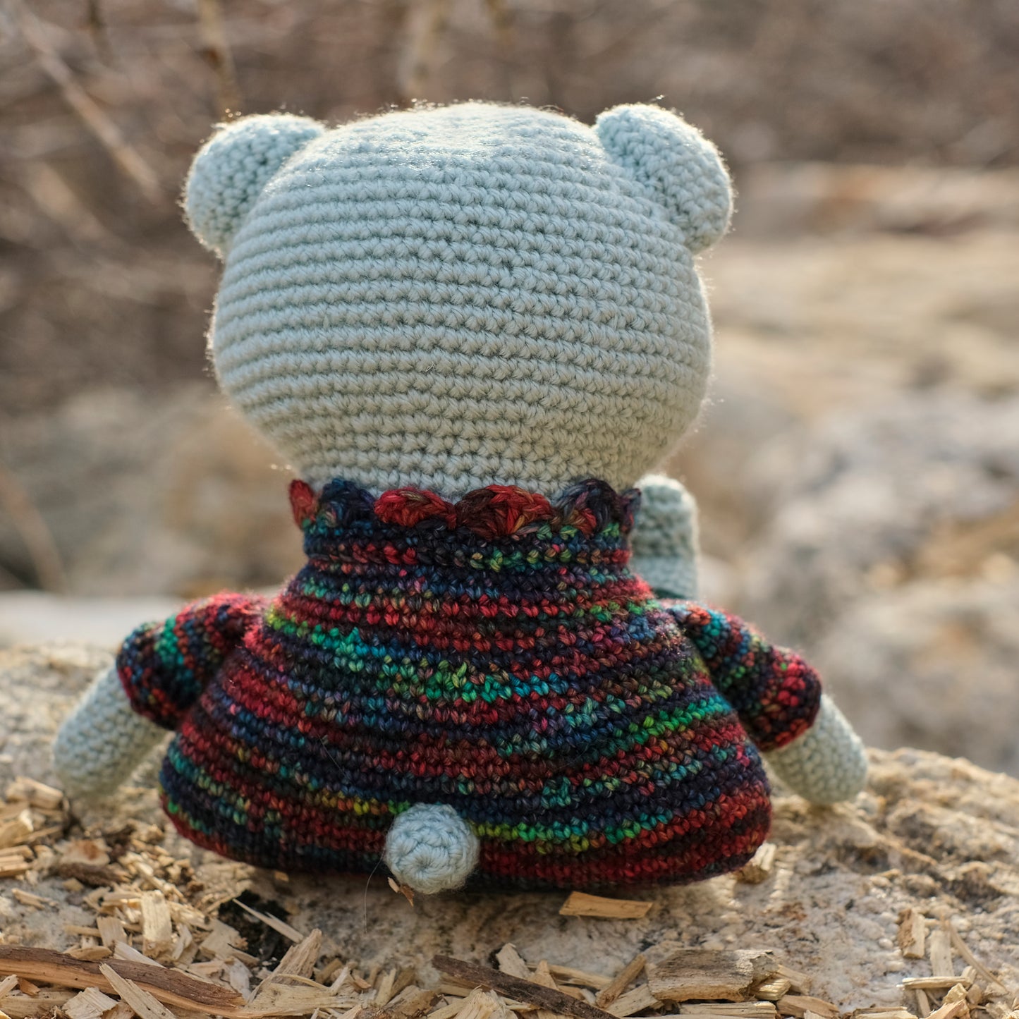 Blue Stuffed Crochet Bear
