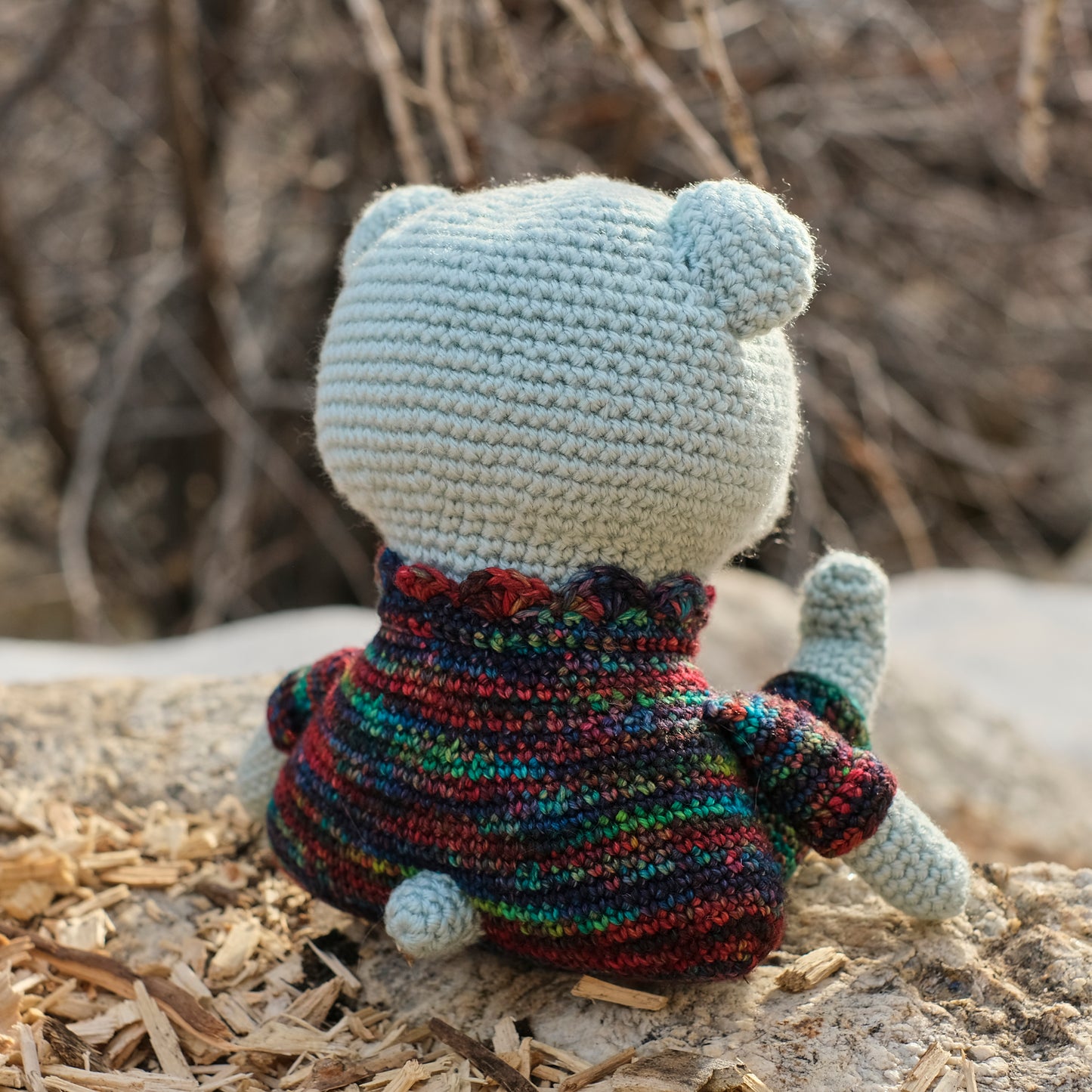Blue Stuffed Crochet Bear
