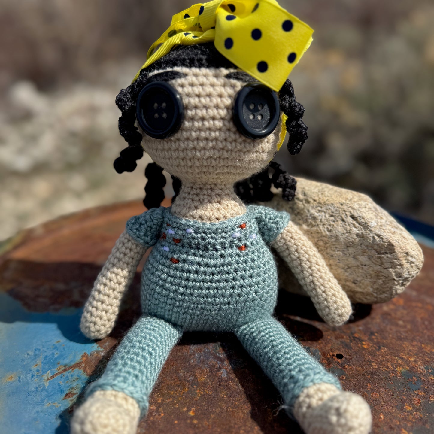 Crochet Doll with Button Eyes