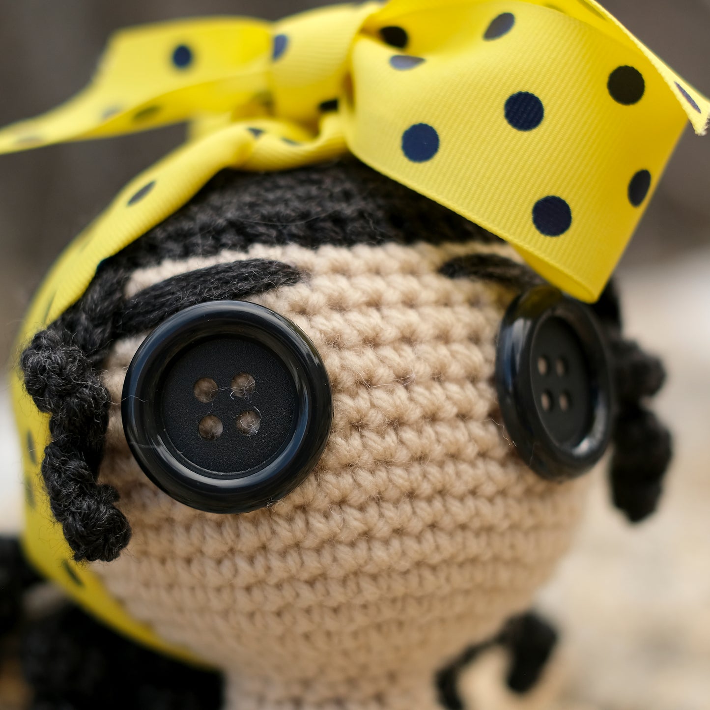 Crochet Doll with Button Eyes