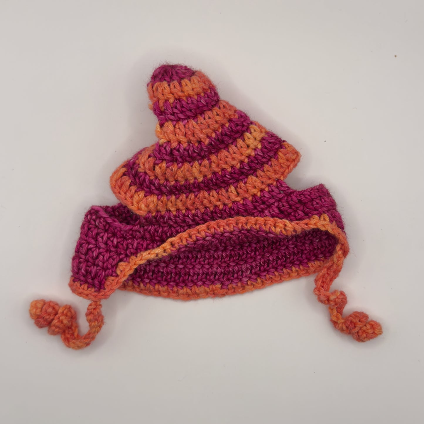 Girl Dog in Removable Orange and Pink Hat, Multicolor Dress