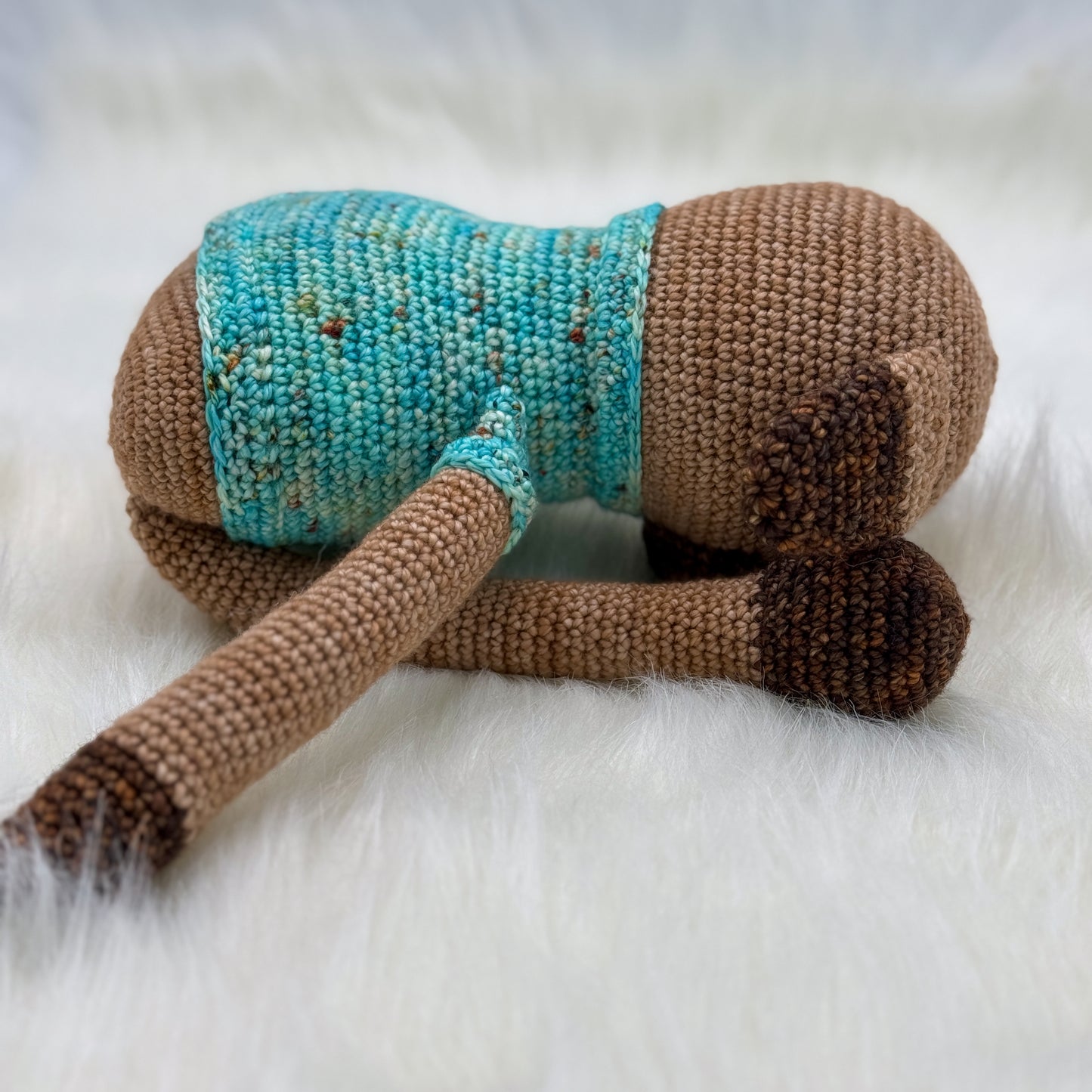 Large Crochet Dog in Blue Sweater
