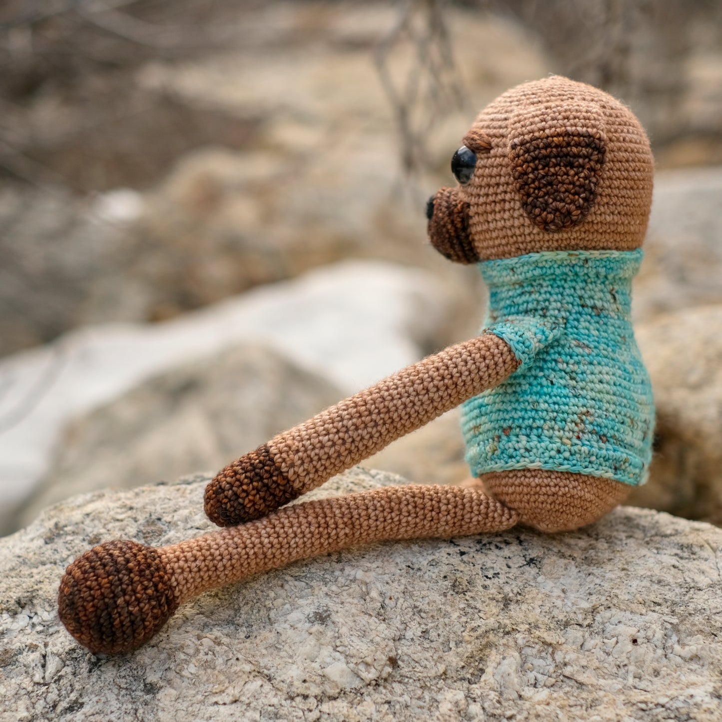 Large Crochet Dog in Blue Sweater