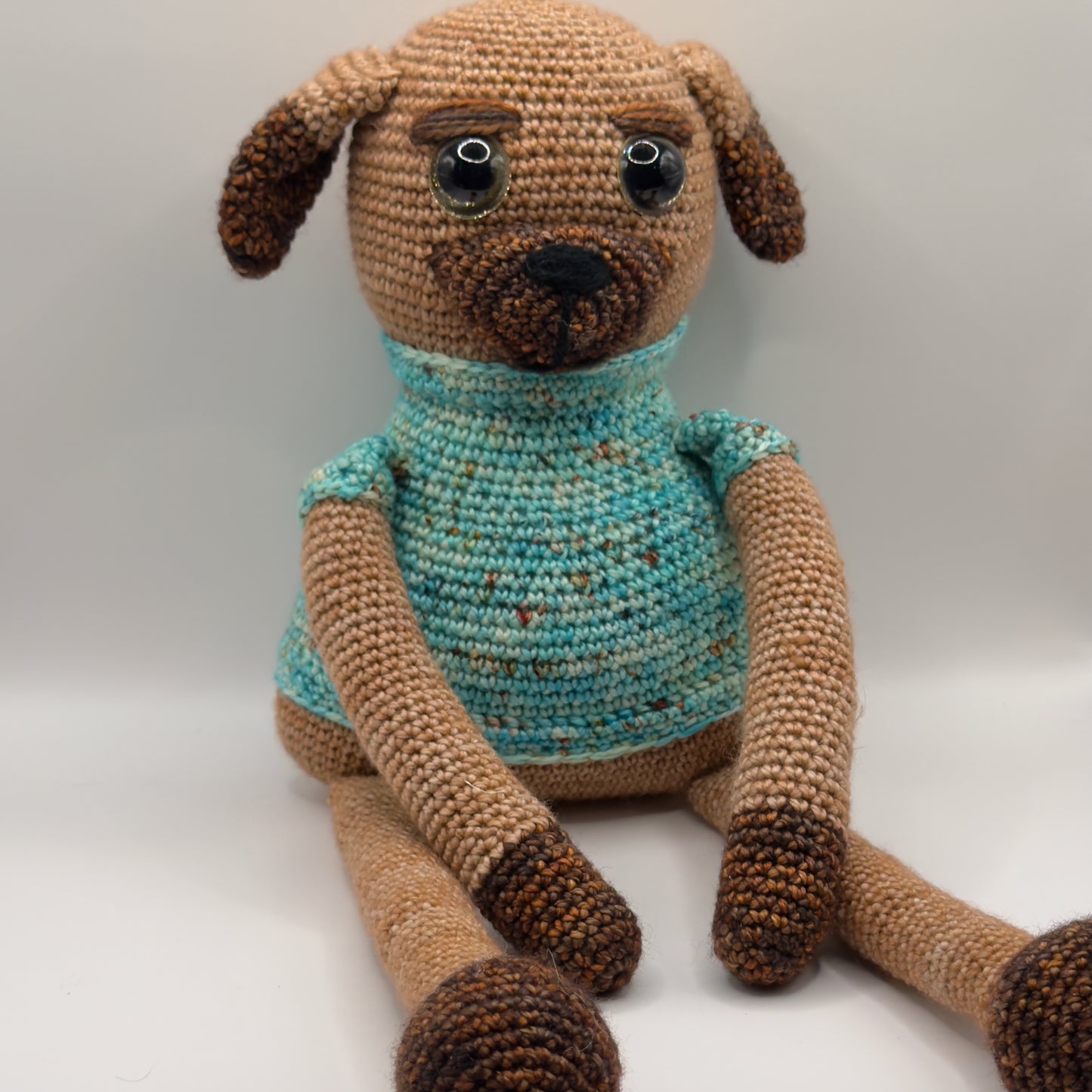 Large Crochet Dog in Blue Sweater