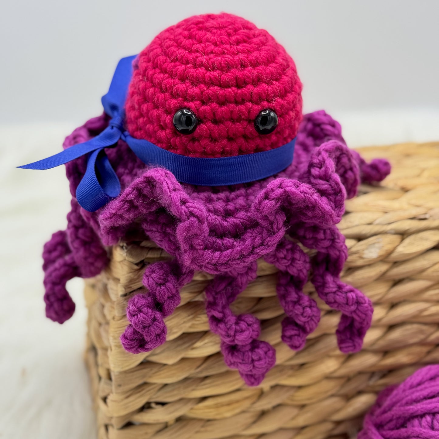 Pink and Purple Chunky Crochet Octopus, Made with Merino Wool Yarn