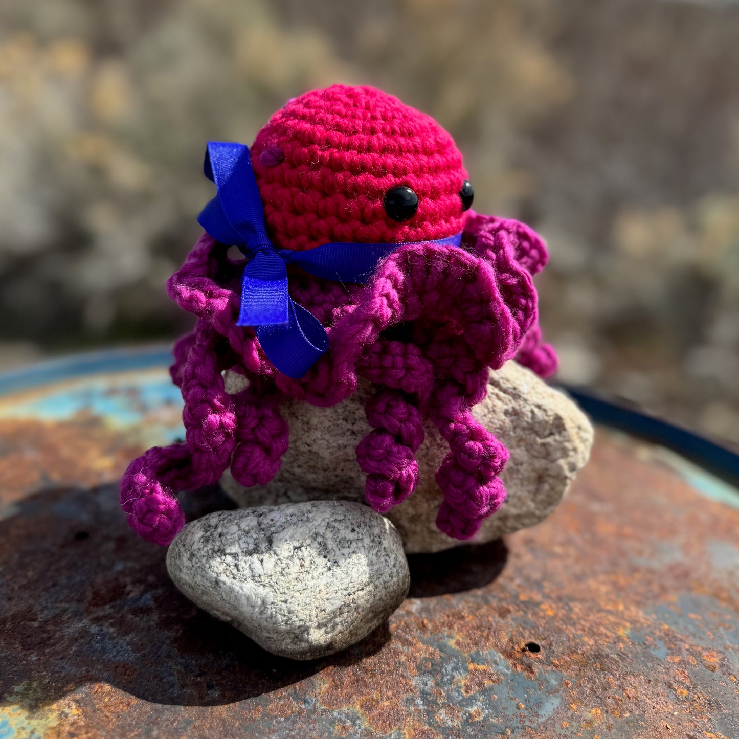 Pink and Purple Chunky Crochet Octopus, Made with Merino Wool Yarn