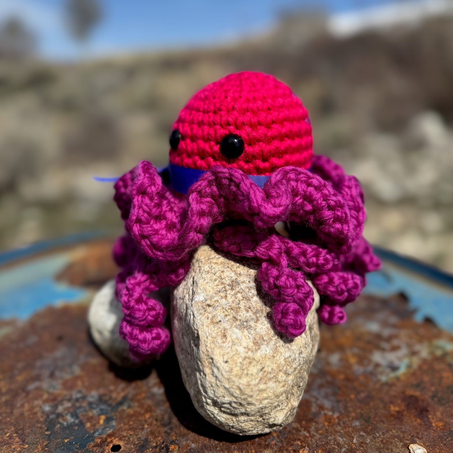 Pink and Purple Chunky Crochet Octopus, Made with Merino Wool Yarn