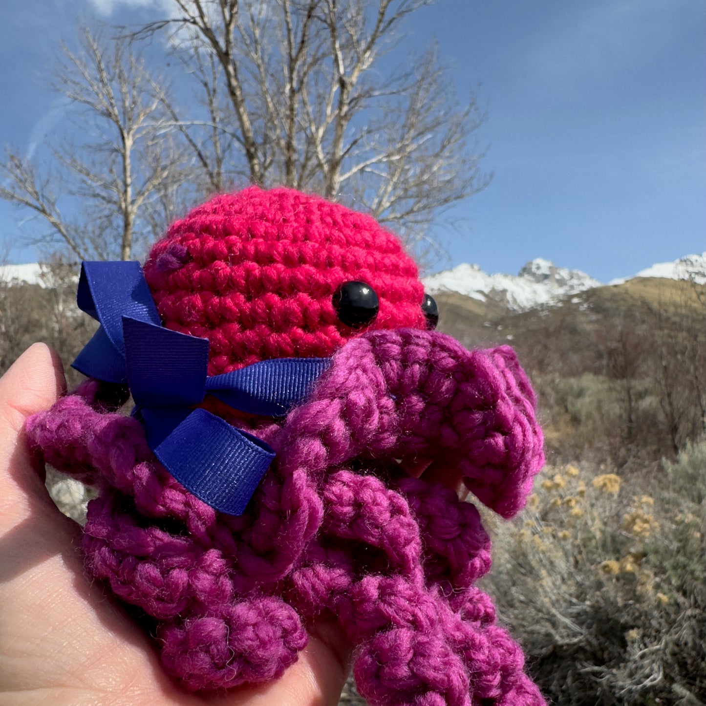 Pink and Purple Chunky Crochet Octopus, Made with Merino Wool Yarn