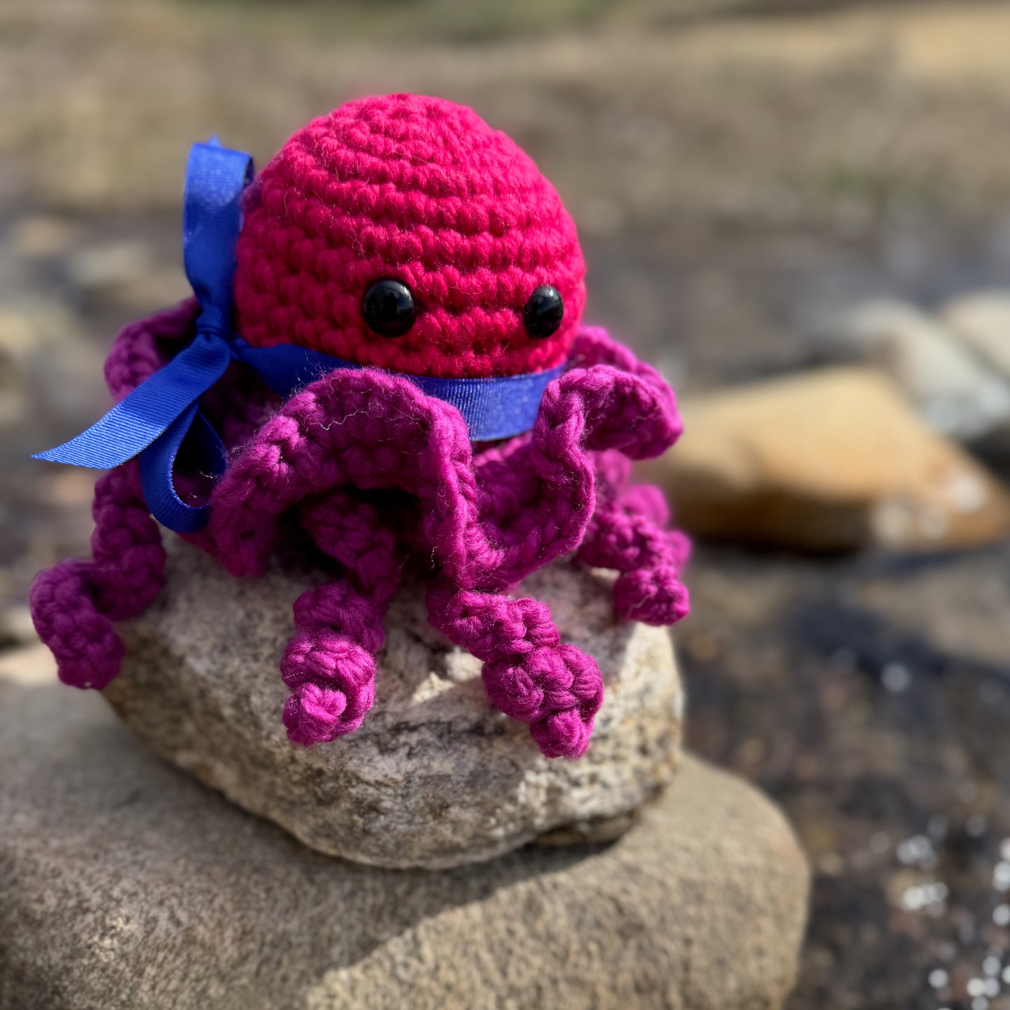 Pink and Purple Chunky Crochet Octopus, Made with Merino Wool Yarn