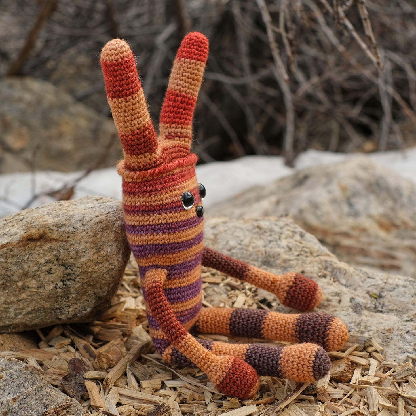Orange and Purple Stripe Crochet Rabbit