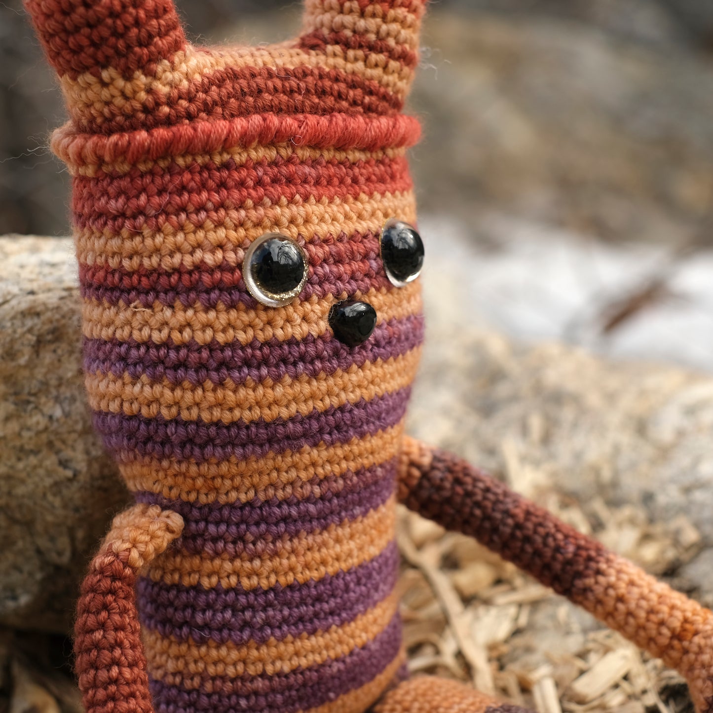 Orange and Purple Stripe Crochet Rabbit