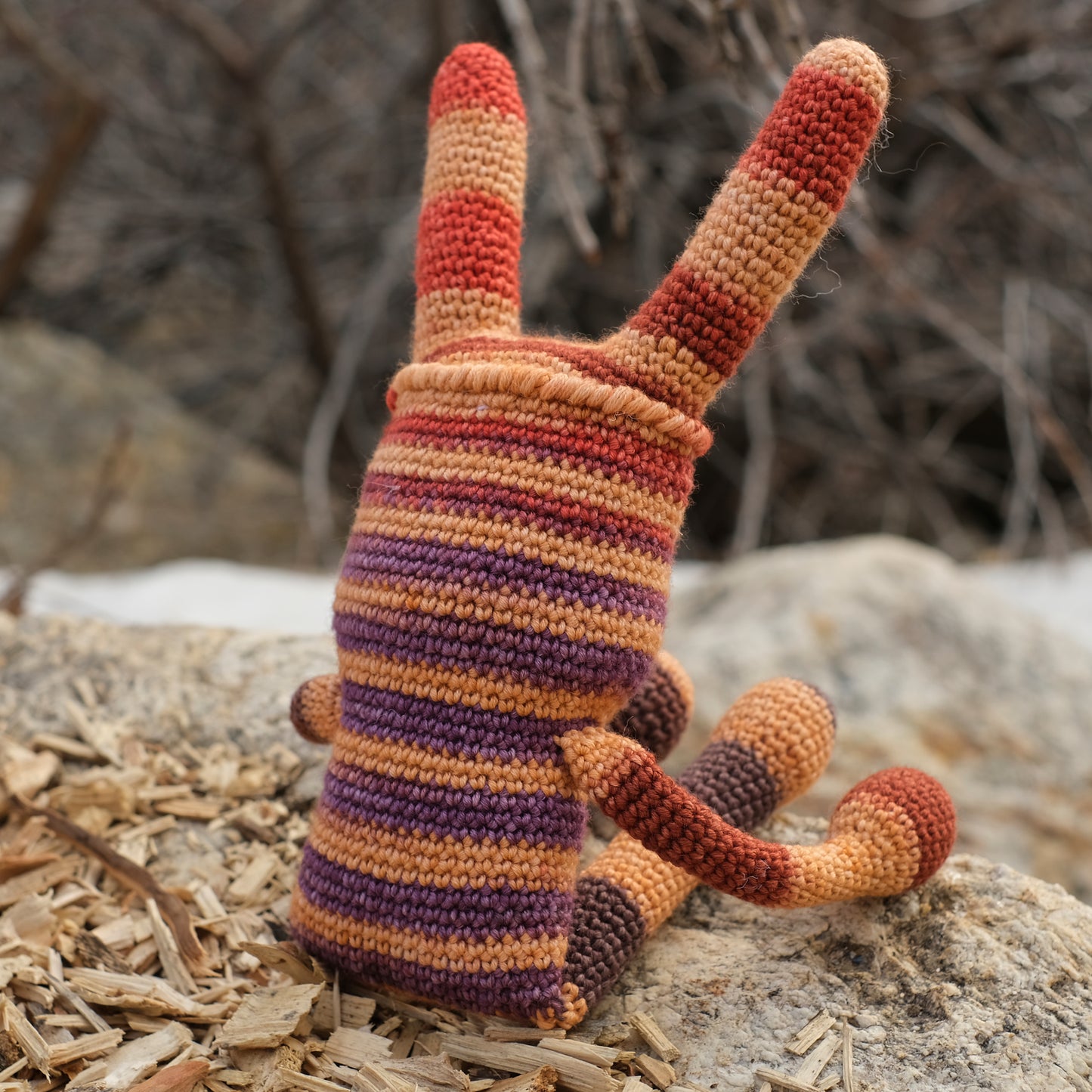 Orange and Purple Stripe Crochet Rabbit