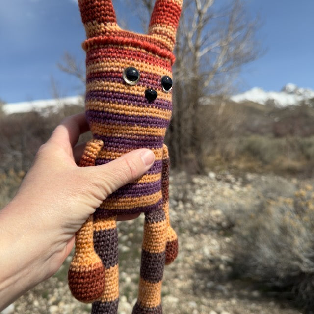 Orange and Purple Stripe Crochet Rabbit
