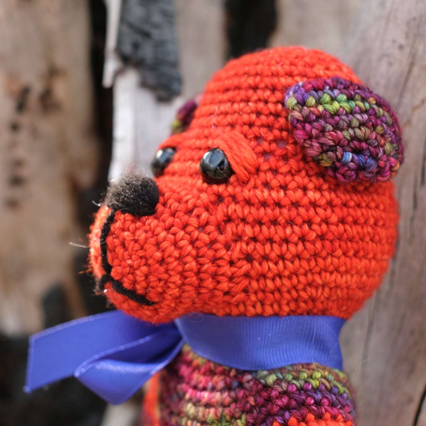 Bright Orange Crochet Bear