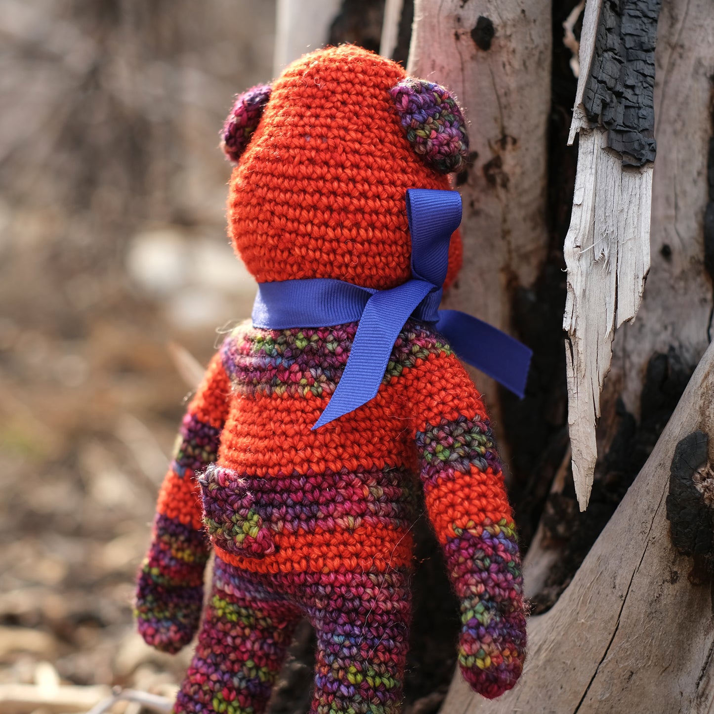 Bright Orange Crochet Bear