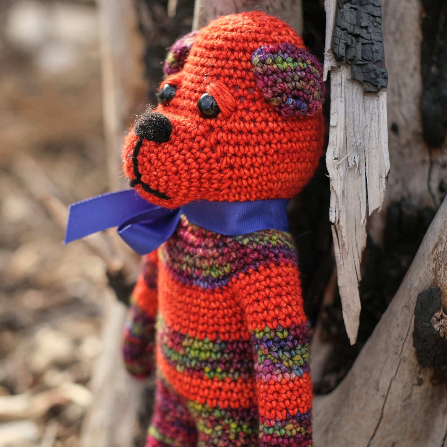 Bright Orange Crochet Bear