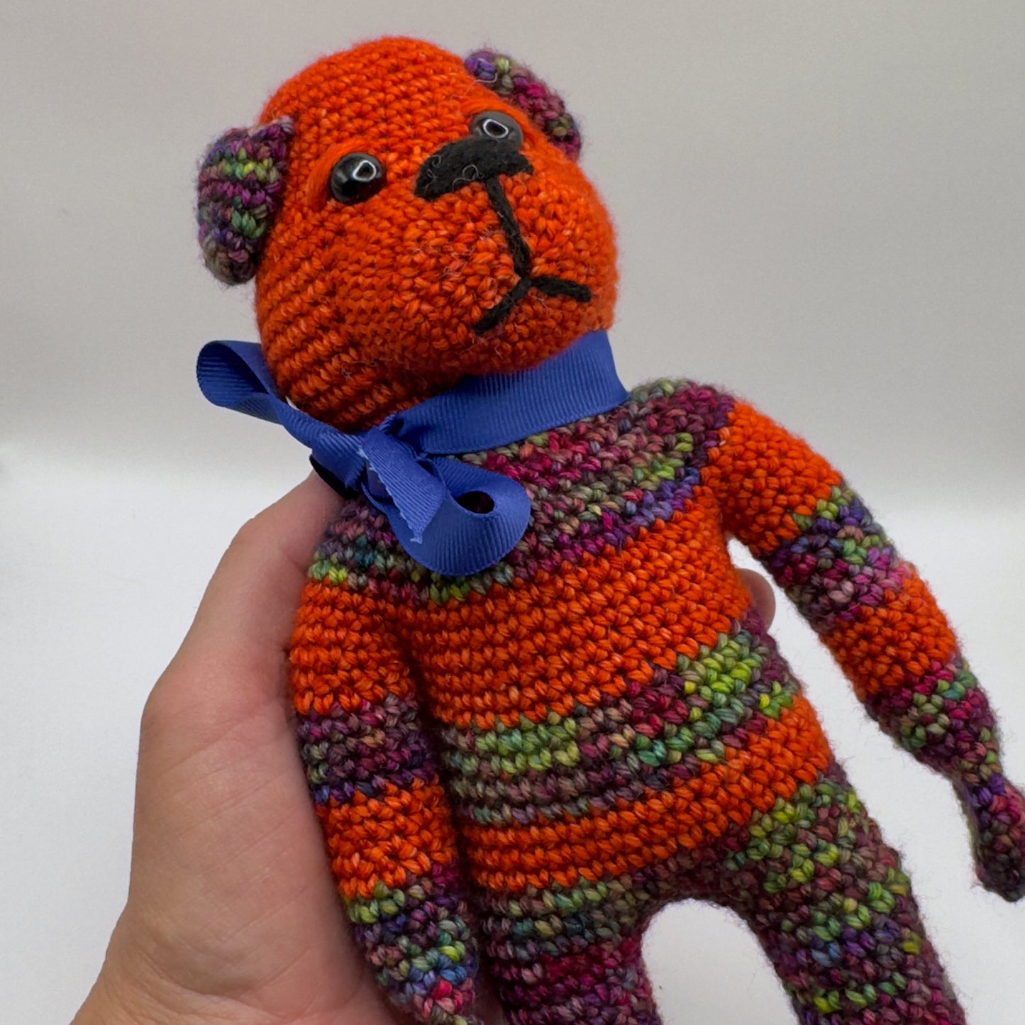 Bright Orange Crochet Bear