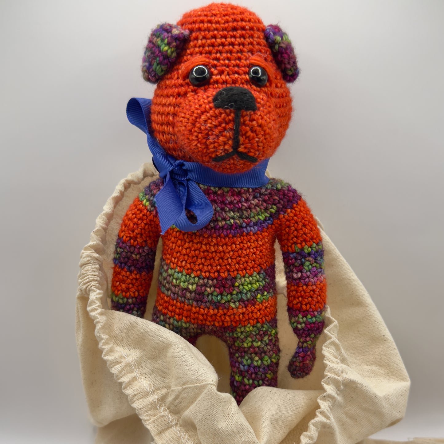 Bright Orange Crochet Bear