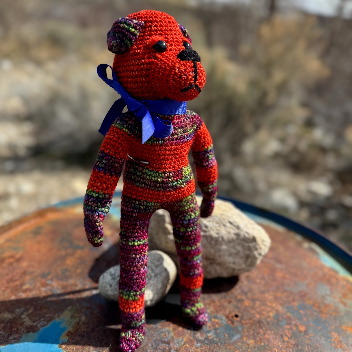 Bright Orange Crochet Bear
