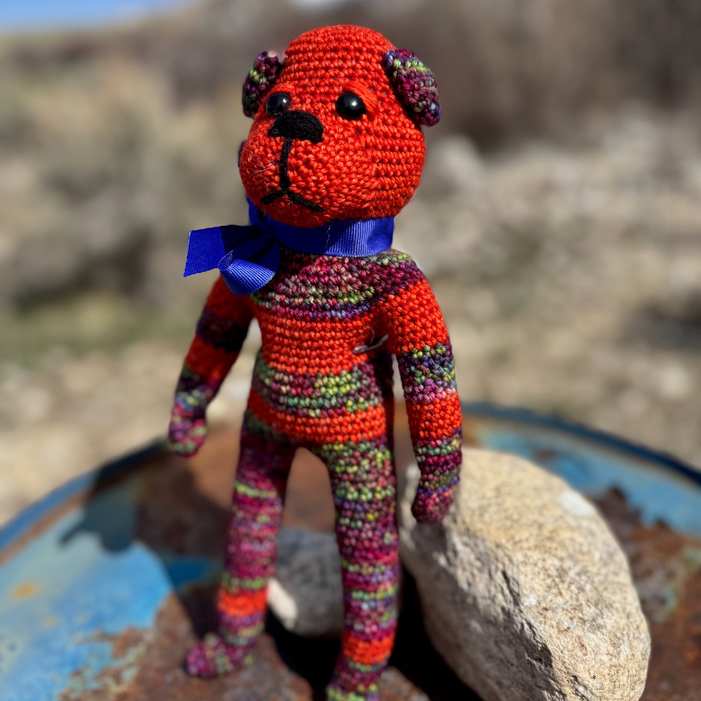 Bright Orange Crochet Bear