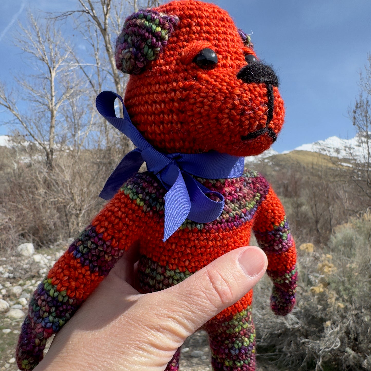 Bright Orange Crochet Bear