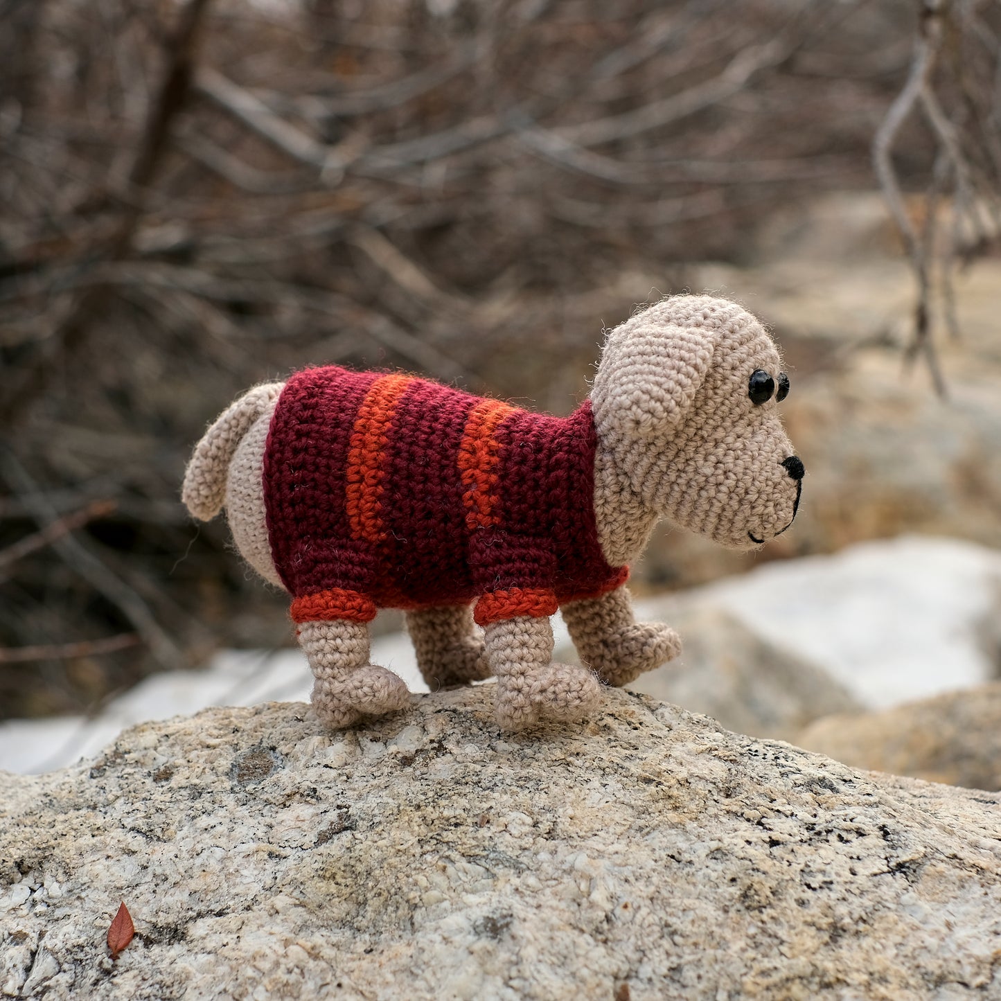 Amigurumi Doggie in Red and Orange Stripe