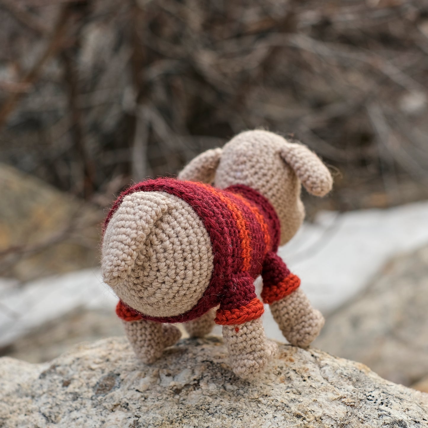 Amigurumi Doggie in Red and Orange Stripe