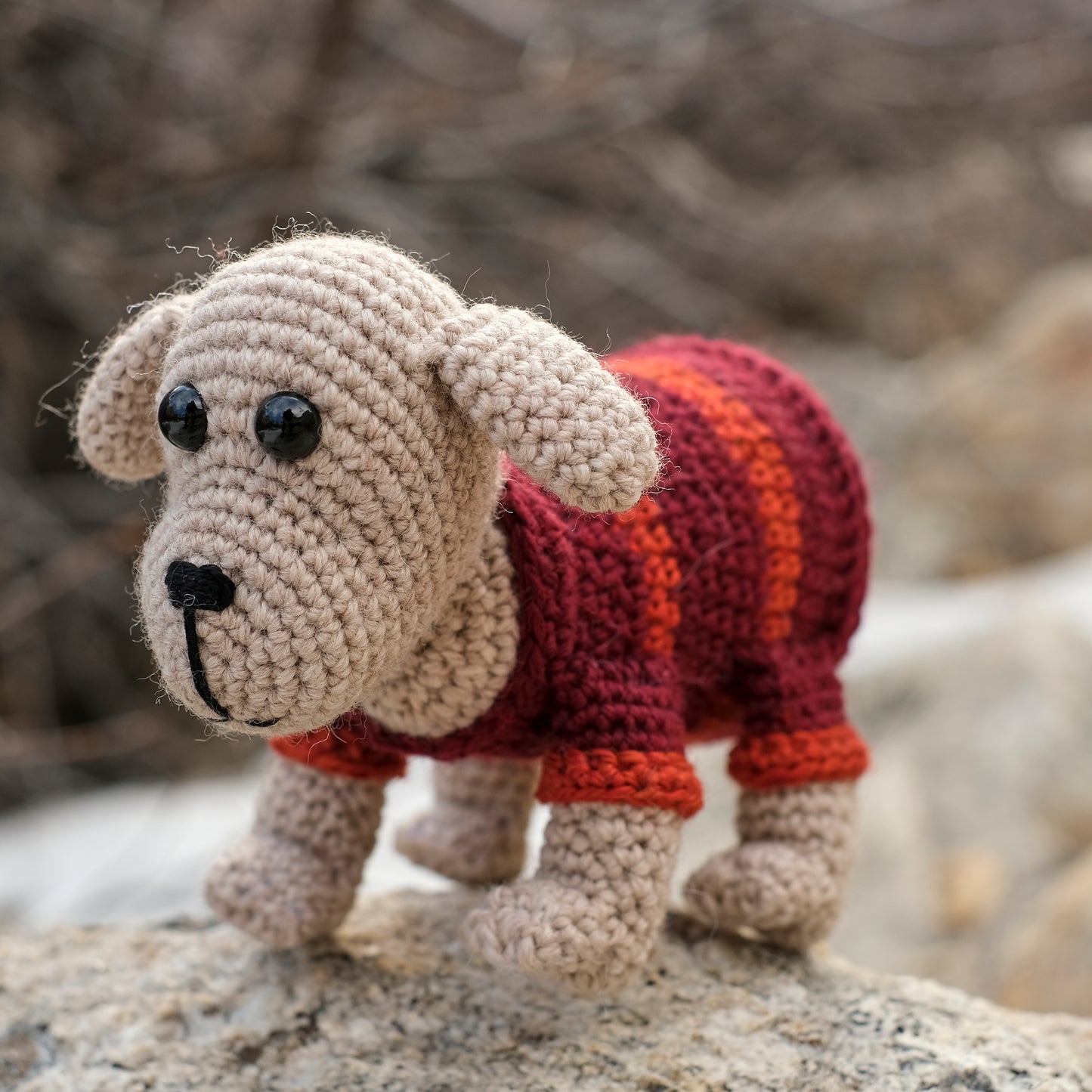 Amigurumi Doggie in Red and Orange Stripe