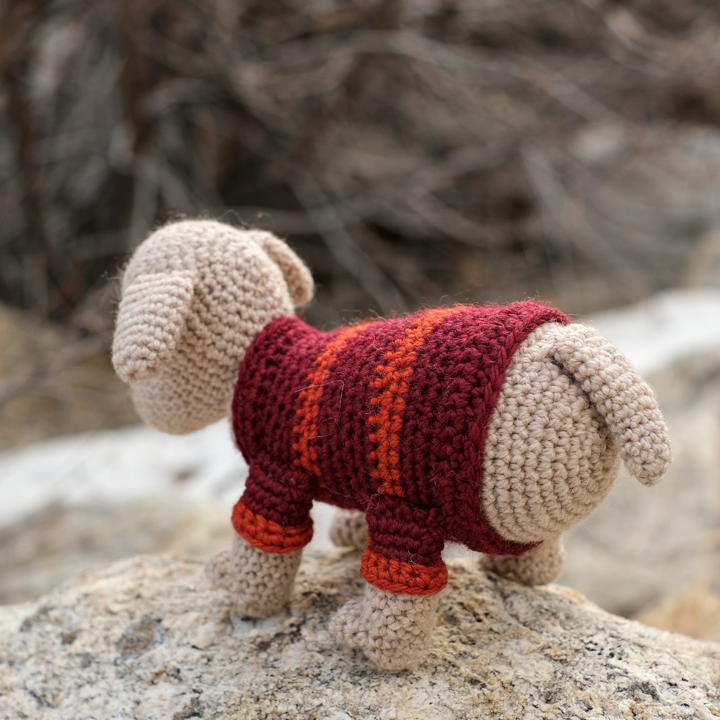 Amigurumi Doggie in Red and Orange Stripe