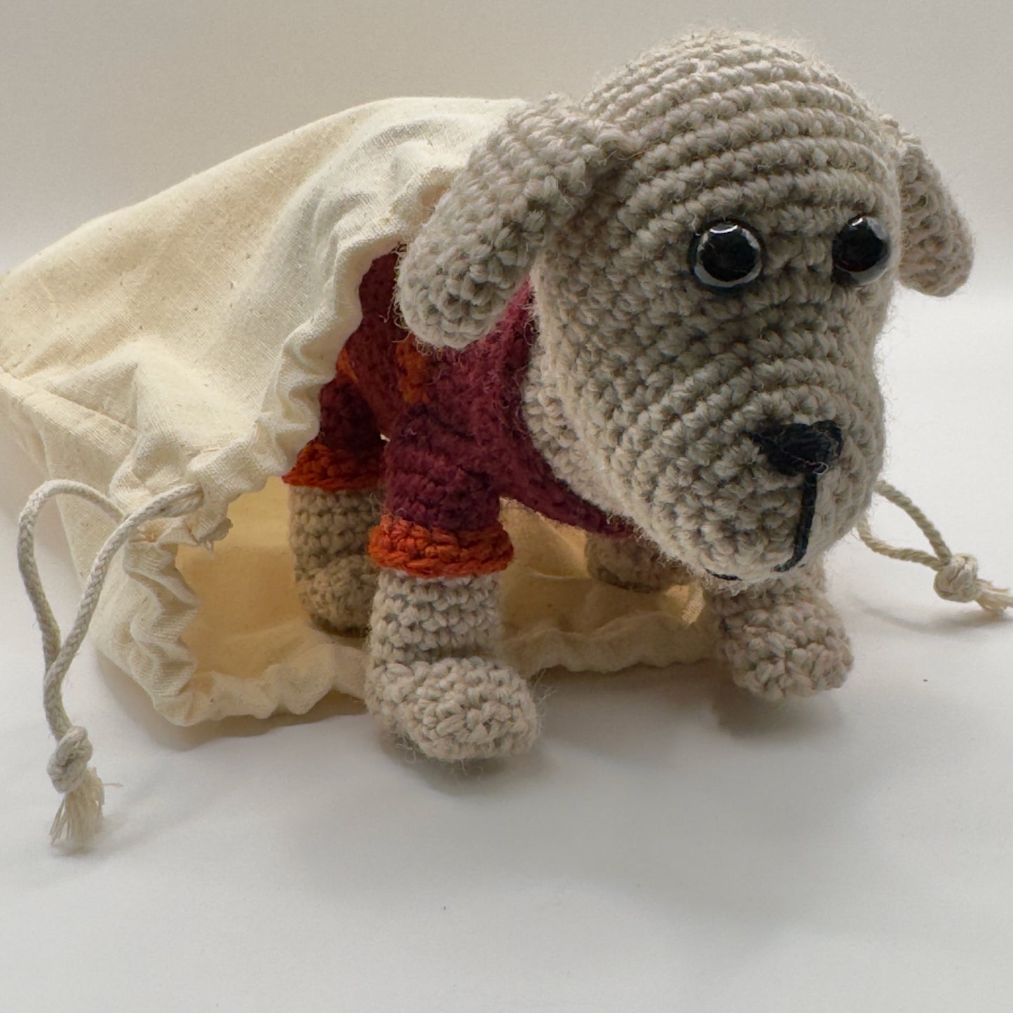 Amigurumi Doggie in Red and Orange Stripe