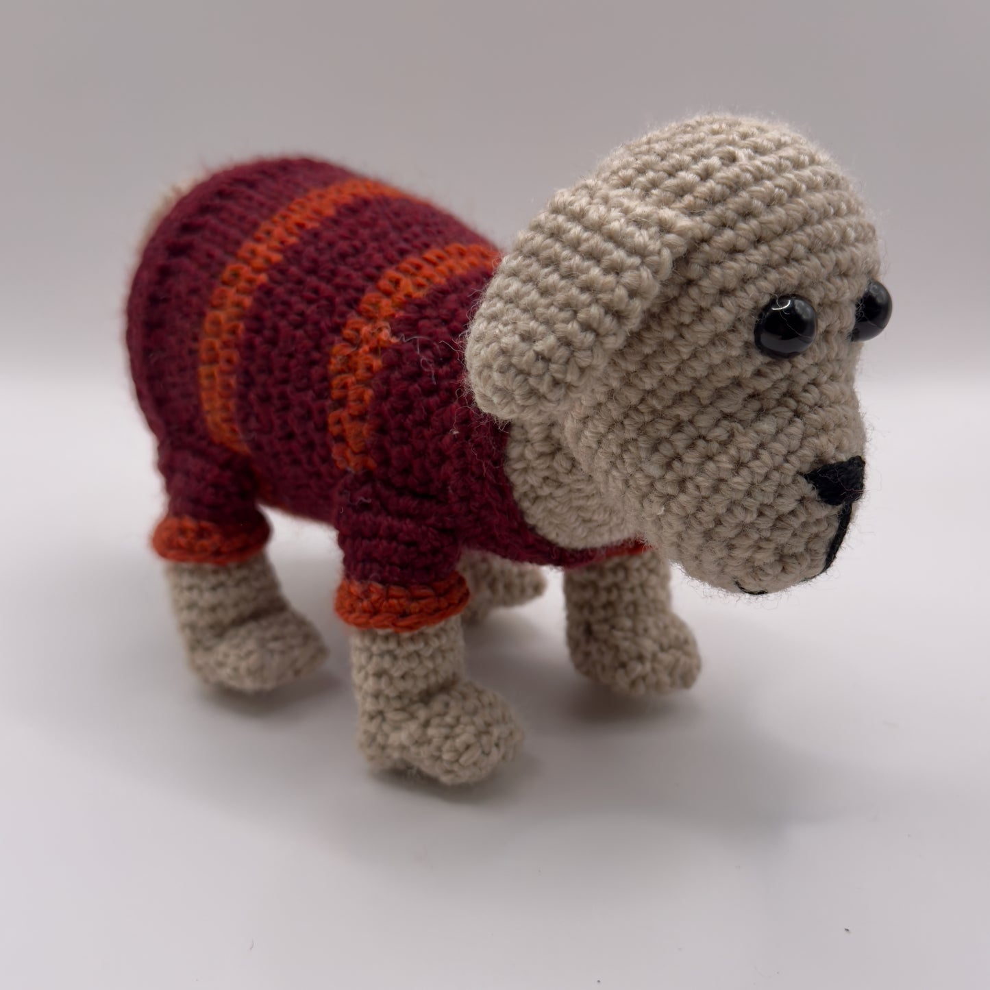 Amigurumi Doggie in Red and Orange Stripe
