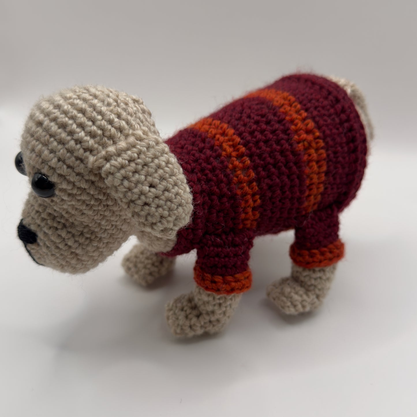 Amigurumi Doggie in Red and Orange Stripe