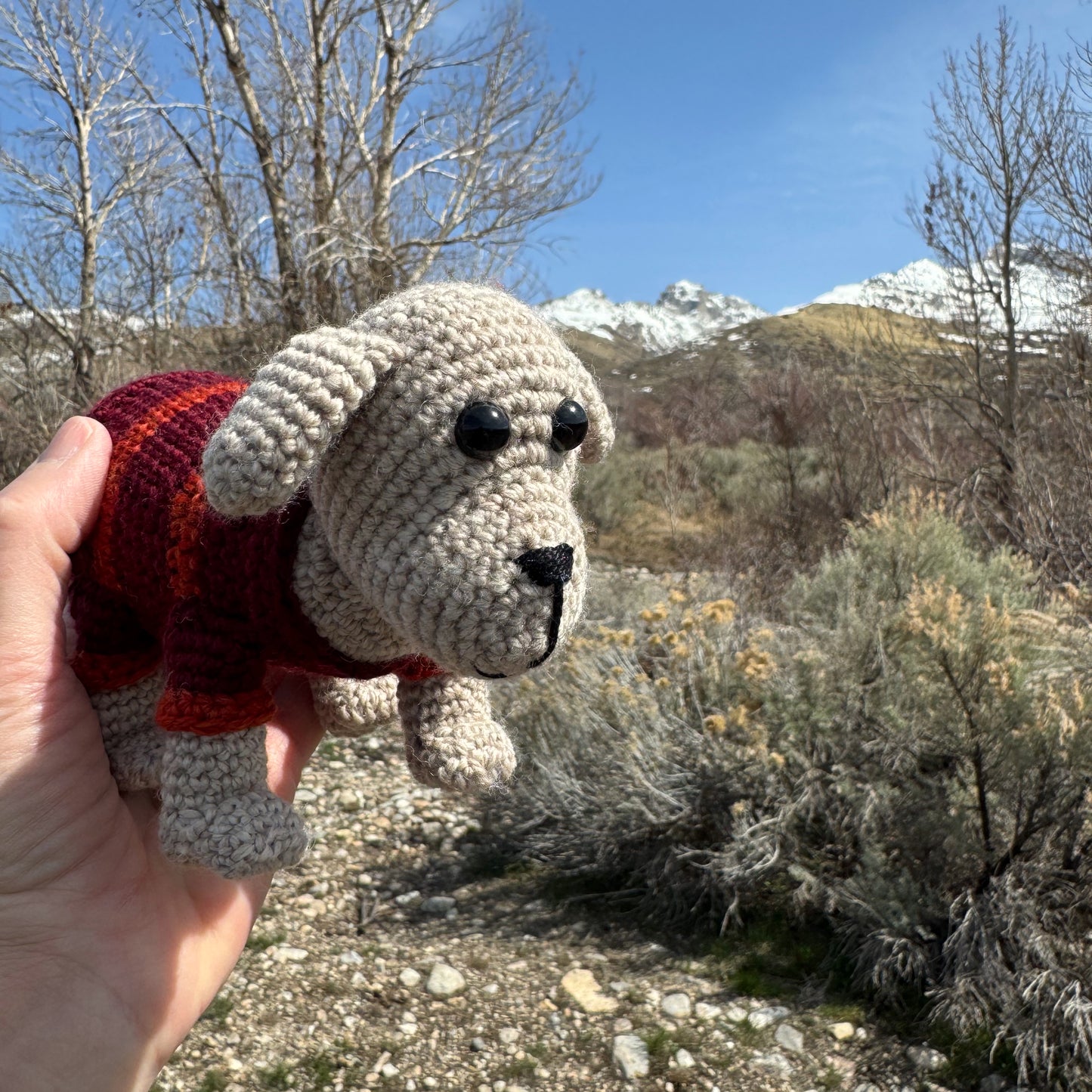 Amigurumi Doggie in Red and Orange Stripe