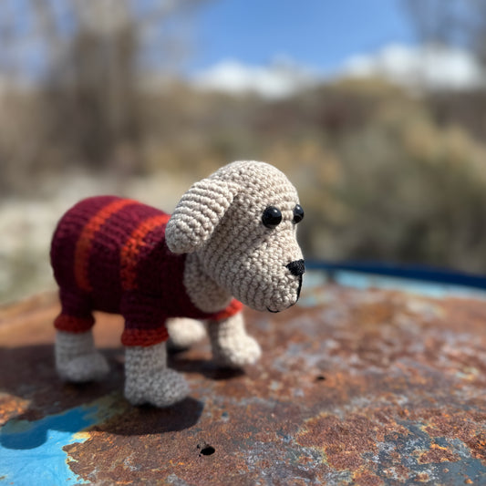Amigurumi Doggie in Red and Orange Stripe
