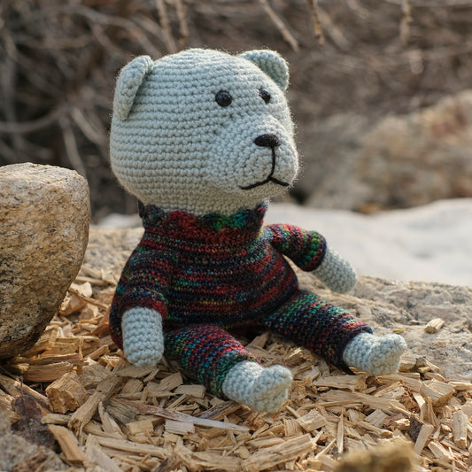 Blue Stuffed Crochet Bear
