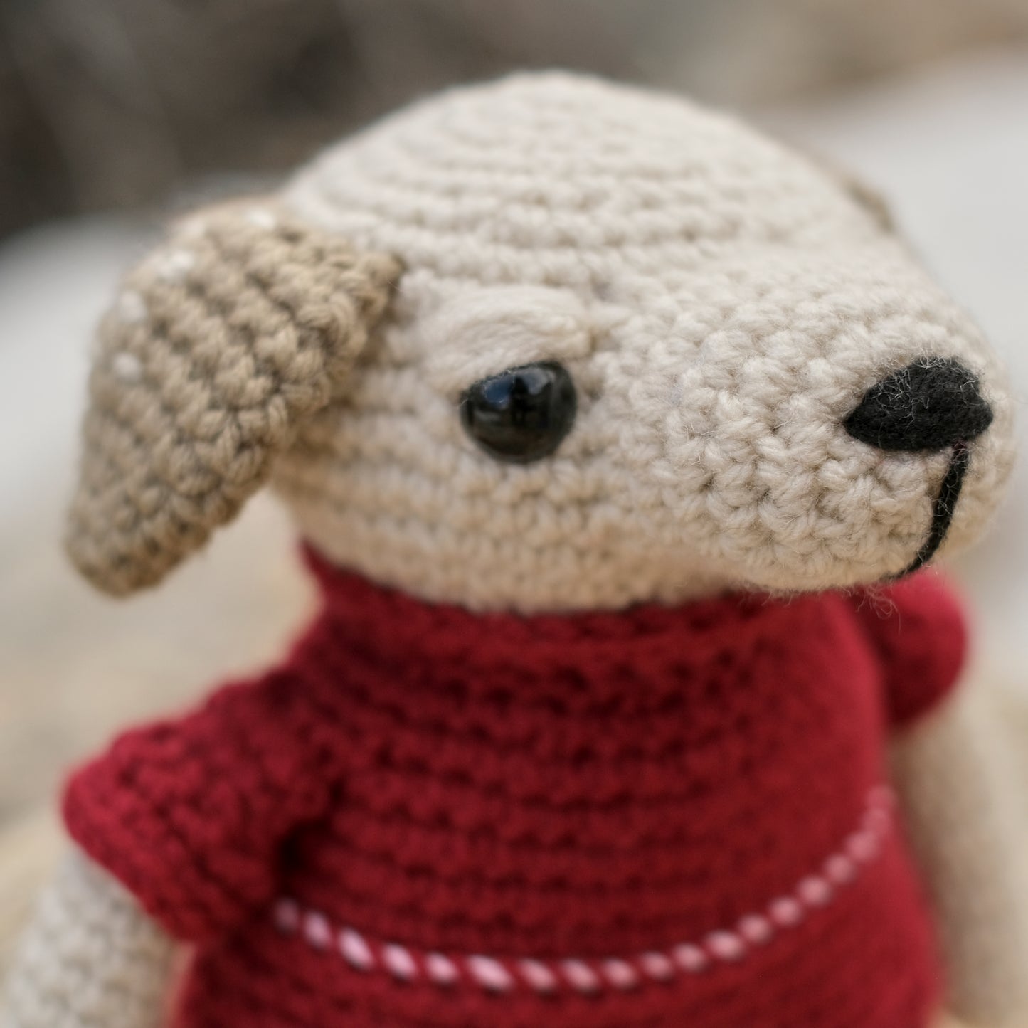 Crochet Dog in Red Dress