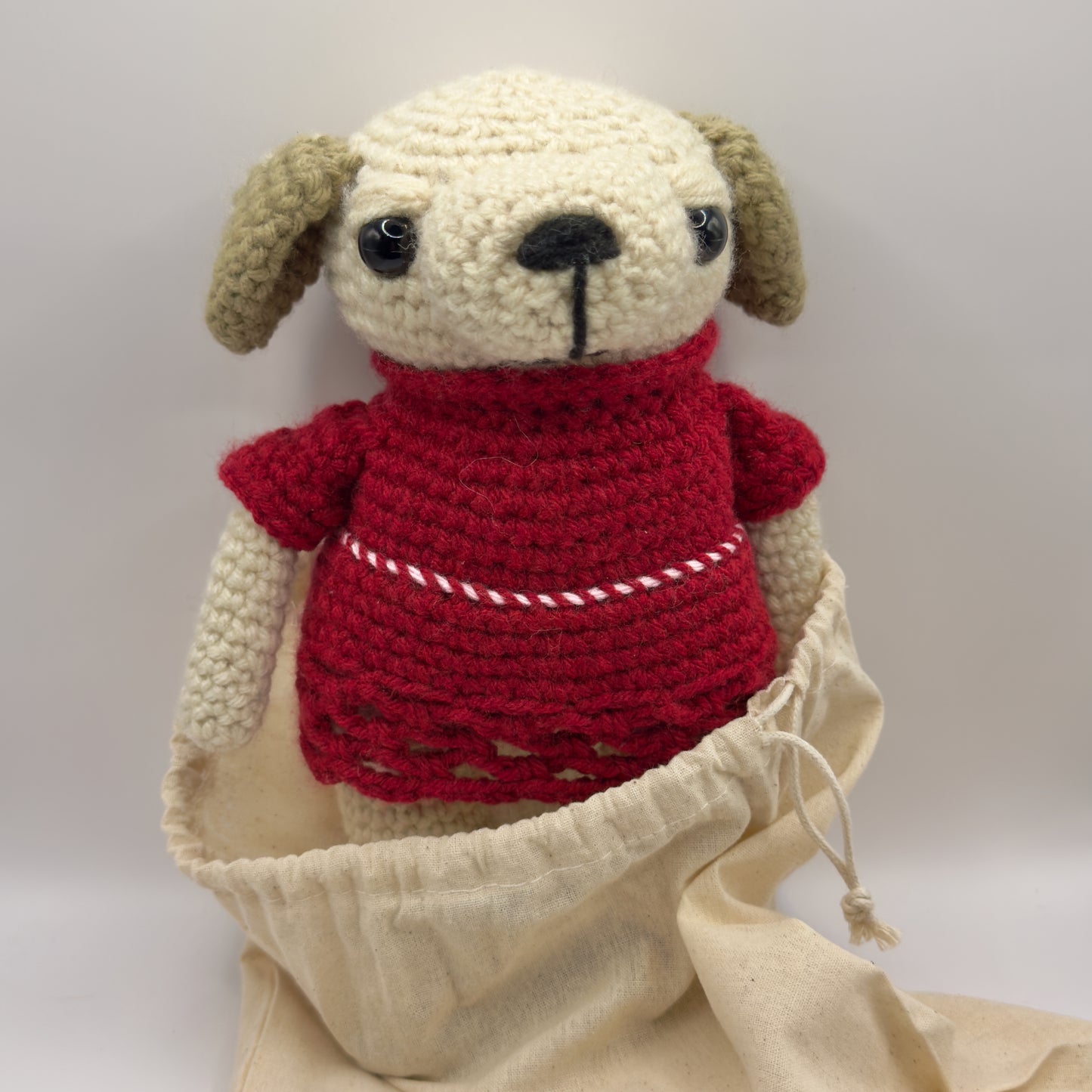 Crochet Dog in Red Dress