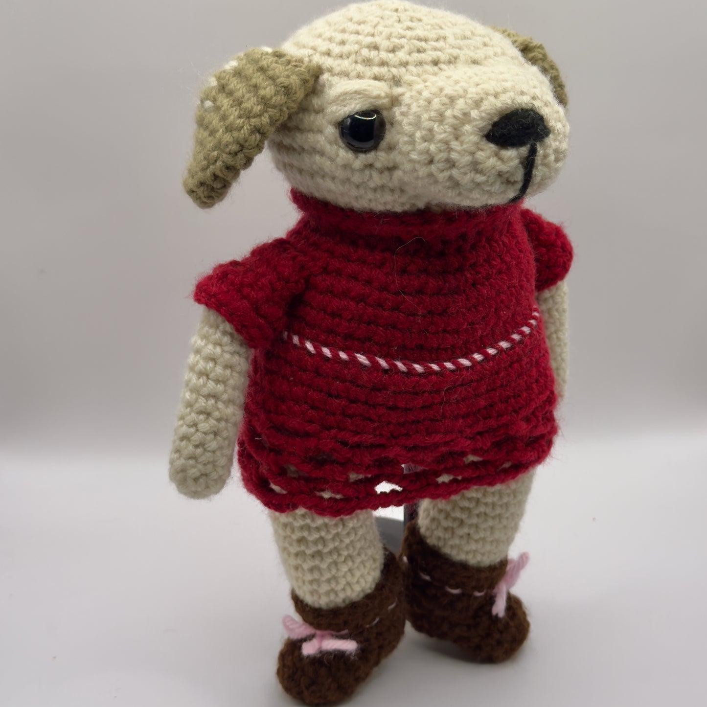 Crochet Dog in Red Dress