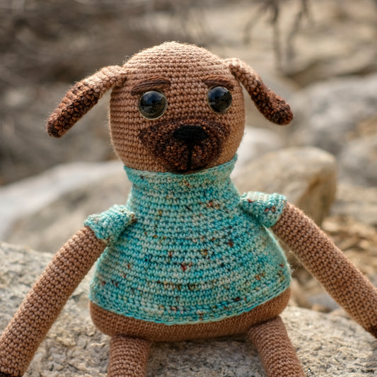 Large Crochet Dog in Blue Sweater
