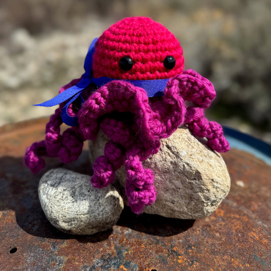 Pink and Purple Chunky Crochet Octopus, Made with Merino Wool Yarn