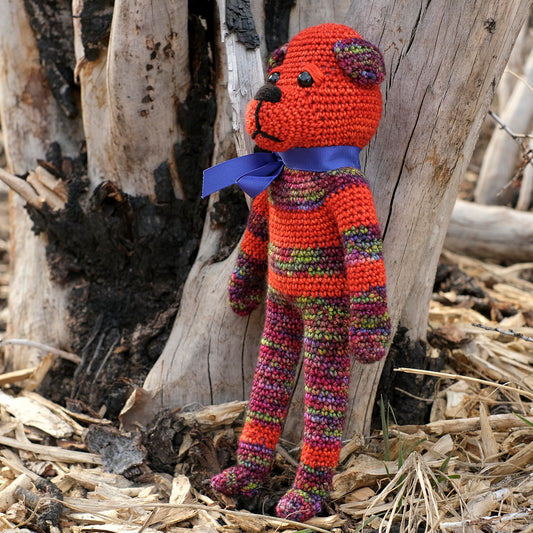 Bright Orange Crochet Bear